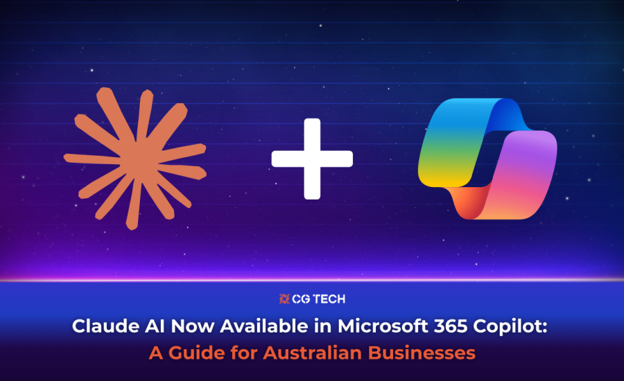 Banner showing Anthropic Claude AI and Microsoft 365 Copilot logos, highlighting Claude AI now available in Microsoft 365 Copilot for Australian businesses.